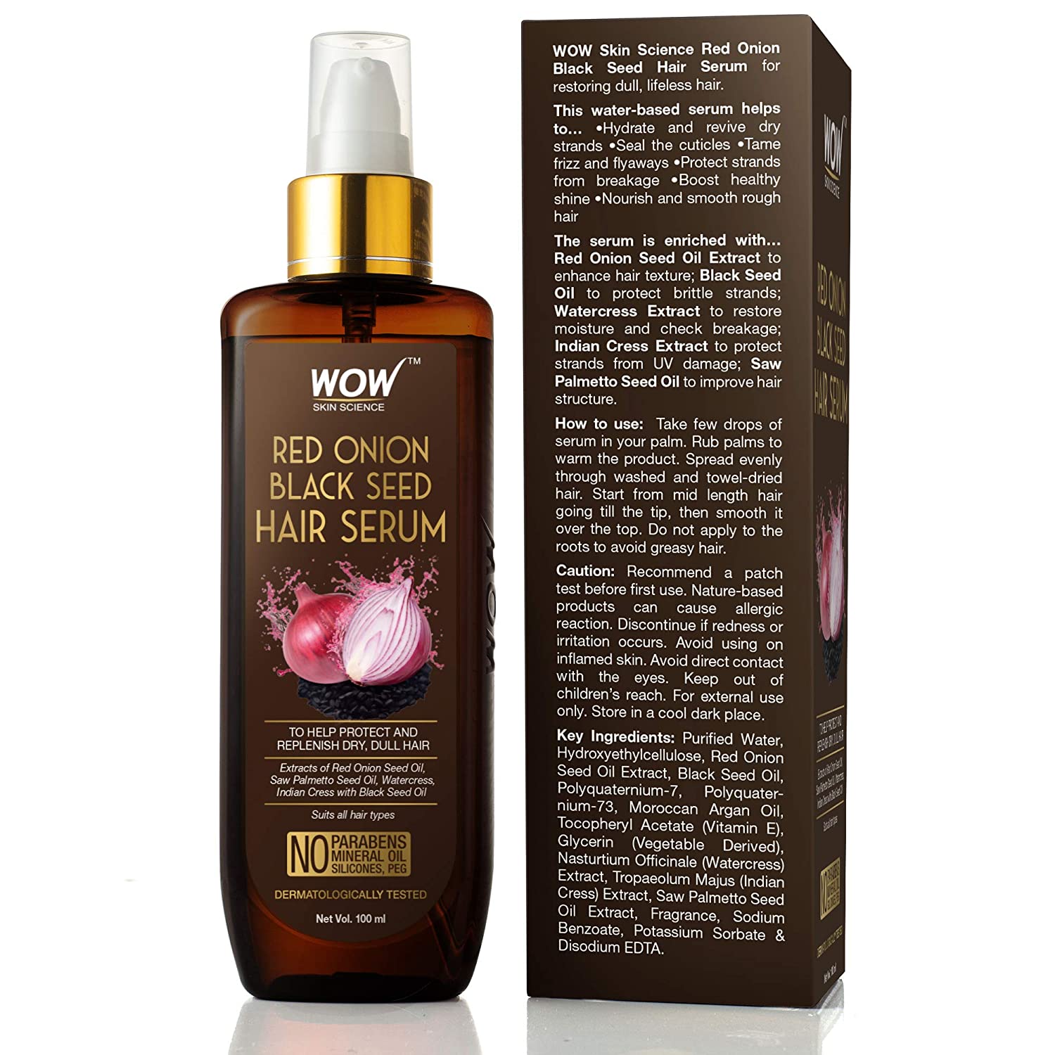 WOW Skin Science Red Onion Black Seed Hair Serum - with Red Onion Seed Oil Extract, Watercress - NON STICKY - for Frizz Control & Replenishing Dry, Dull Hair - No Parabens, WOW Skin Science Red Onion Black Seed Hair Serum - with Red Onion Seed Oil Extract, Watercress - NON STICKY - for Frizz Control & Replenishing Dry, Dull Hair - No Parabens,